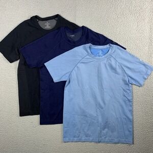 Fabletics Shirt Mens Large Body Training Lot of 3‎ Blue Black Activewear Gym